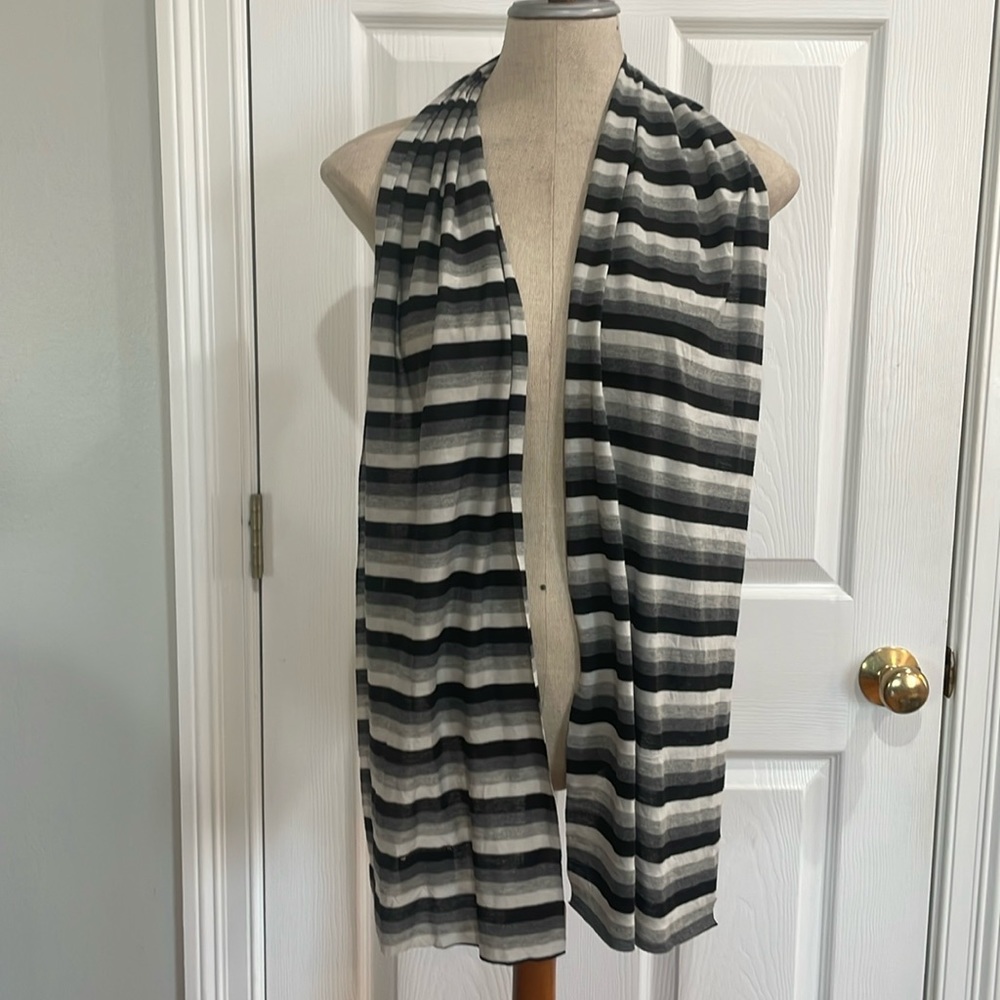 Vine street scarf neck warmer cotton, striped black gray white unisex men women